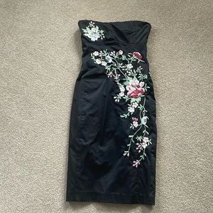 Strapless black and floral dress
